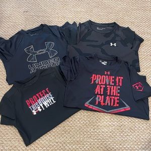 Lot of 4 black boys’ UA shirts